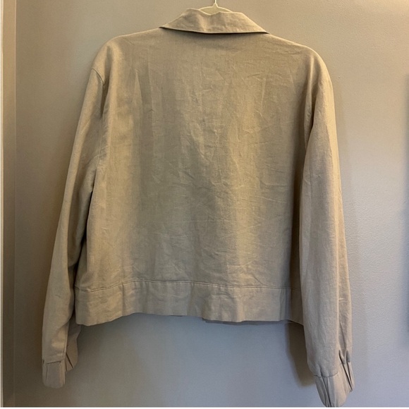 CATHERINE MALANDRINO Cream Shirt Linen Blend Jacket Size L - Picture 2 of 4